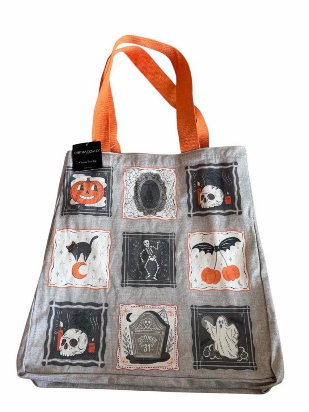 Cynthia Rowley Halloween Icon Canvas Tote Bag | Spooky Vintage Patchwork - Picture 4 of 4